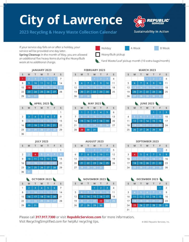 Memorial Day holiday trash schedule City of Lawrence, Indiana